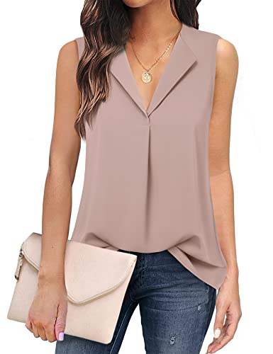 Unixseque Blouses For Women Fashion 2023,Tunics Tops For Women Ladies Sleeveless Blouse V Neck Dress Shirts For Women Business Casual Junior Chiffon Tanks Tops Dressy Formal Office Work Blouse Tops #TOP28