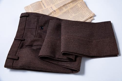 Mens Vintage Tweed Dress Pants Slacks Trousers Regular Fit Suit Pants for Men4