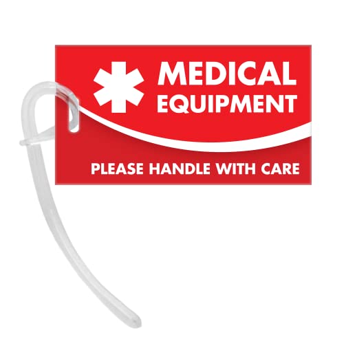 Resway Red and White Medical Equipment ID Luggage Tag, Medical Alert Tag for Carry-On Respiratory Devices & Travel Supplies, TSA-Friendly Medical Tags for Luggage