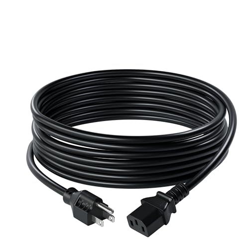 C2G 10FT Replacement AC Power Cord Shielded - Power Cable for Electronics, TV, Computer, Printer, Radio, Monitor, Samsung, Dell, Vizio, LG, Asus, Laptop and More (03134)