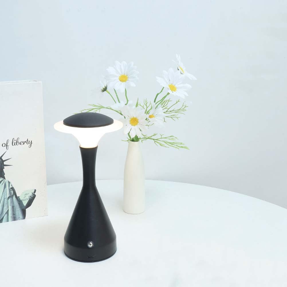 Lampka nocna Drewniany Grzyb Lampa Stołowa Ładowalna Latarka Stołowa z Dotykiem Ściemnialna Grzyb Lampa Akrylowa Bezprzewodowa Ładowalna Lampka USB, Dekoracyjna Noc, NOI