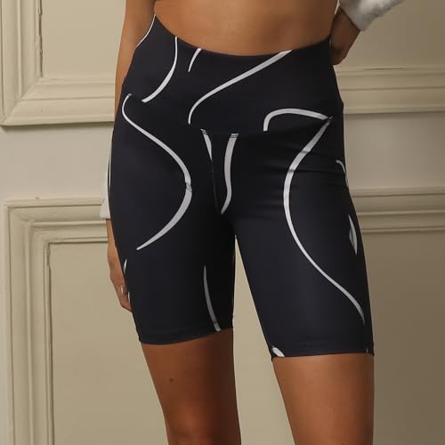 Image of SOIE Women Polyester Blend Sports Shorts High Waist Knee Length with Side Pocket Quick Dry Squat Proof Athleisure Shorts for Workout