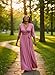 FANDEE Women's 2026 Maxi Dress - Solid Color Bohemian Summer Long Maxi Dress V-Neck 3/4 Sleeve Pink L