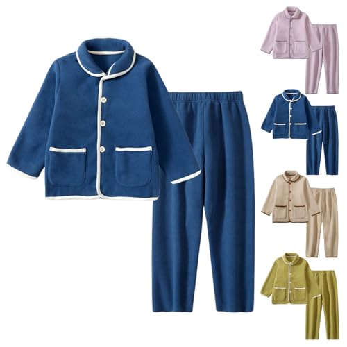 Boys Girls 2-Piece Fleece Sweatshirt Jogger Set outfits Kids Buttons Soft Sweater Sweatpants with Pockets Fall Winter