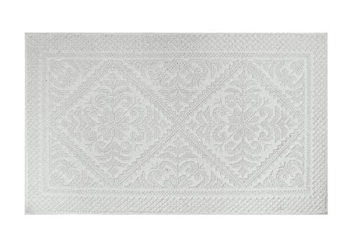 Better Trends Provence Collection Is Ultra Soft, Plush And Absorbent Tufted Bath Mat Rug 100% Cotton In Vibrant Colors, 21" X 34" Rectangle, White #TOP1