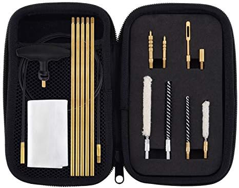 Boosteady .177 Cal & .22 Cal Airgun Cleaning Kit with Cotton Mop Brass Cleaning Rod Nylon Brushes in Zippered Organizer Compact Case