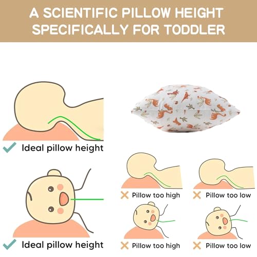 Image of Bunnikins & Clover Toddler Pillows with Pillowcase, 13 inchx18 inch Soft Cotton Kid Pillows for Sleeping, Bedding Small Pillow for Boys and Girls Aged 2-5 Years