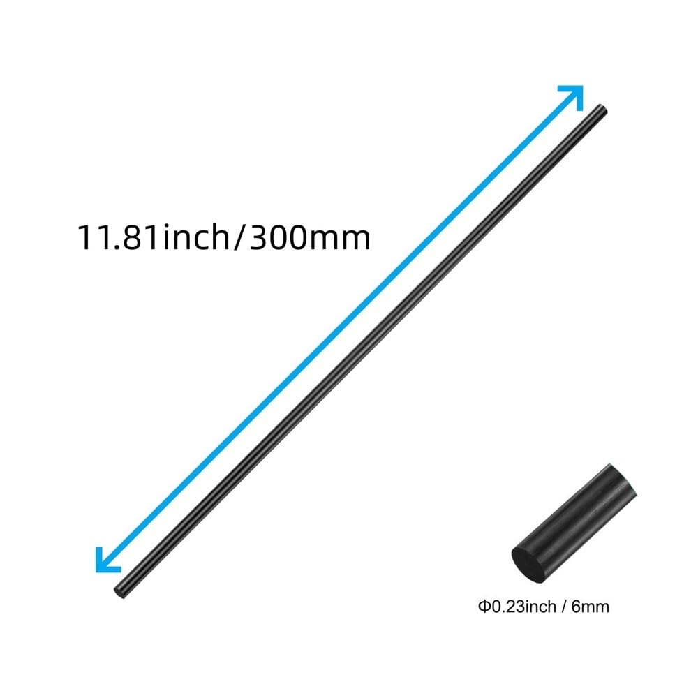 Aste tonde in fibra di carbonio da 5 pezzi, barre circolari leggere e opache for bracci quadricotteri di elicotteri fai-da-te(300mm x 6mm)