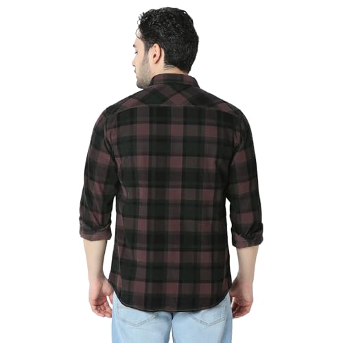 Image of Spykar Men's Slim Fit N /A Full Sleeve Checked Casual Shirts