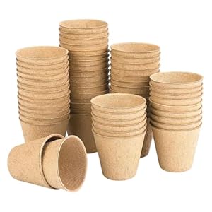 50 Pcs Biodegradable Plant Pots Seed Starter Pots Nursery Pots Peat Seedling Pots Eco Friendly Planter Pots for Vegetables Fruits Flower 6cm