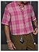 GORGLITTER Men's Gingham Cropped Shirt Button Up Number Graphic Boxy Short Sleeve Vacation Crop Tee Tops Streetwear Pink X-Large