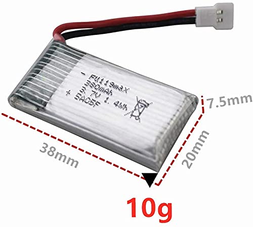YUNIQUE GREEN-CLEAN-POWER - Set 4 Batterie LiPo 3.7V 380mAh per Quadricotteri RC | Compatibile con Hubsan X4, Syma X11, HS170 | Ottimizza Tempo di Volo, Silver