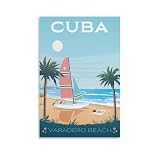 WBBART Varadero Beach Cuba - Póster de viaje vintage sobre lienzo para decoración de pared, póster decorativo moderno familiar, 50 x 75 cm