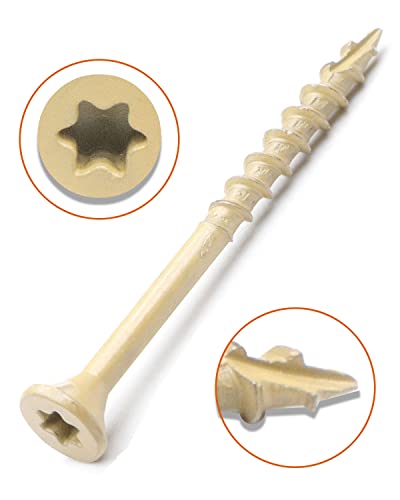 Image of Deck Screws, Exterior Wood Screws #8 x 2 Inch 100 Pcs, Carbon Steel Star Drive and Coarse Threads, Anti-Corrosion, Tan Coated Screws for Decks, Fences and Other Outdoor Use | by IMSCREWS