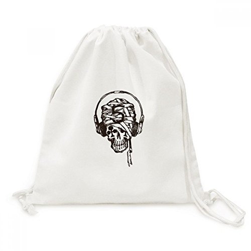 Sac cordon en toile motif casque skull pour voyage et loisirs