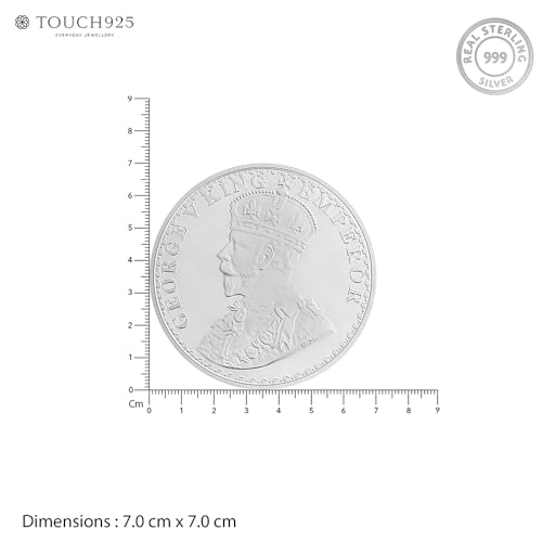 Image of TOUCH925 Pure 999 Silver 100 gram George V King Emperor Coin | Authenticity Certificate | Antique Collectible Coin | Silver Coin for Investment, Gifting, Display and Anniversary