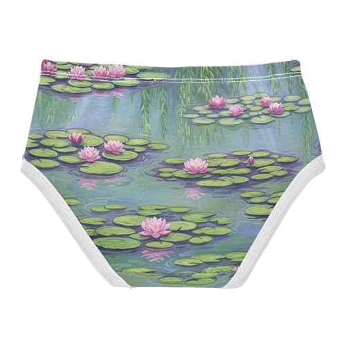 Fancy Toddler Girls Underwear 2t Cotton Panties for Girl Watercolor Floral Lilies Pond Underpants Briefs2