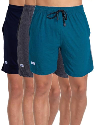 Image of T.T. Cotton Blend Shorts for Men | Regular Fit | Elasticated & Zipper | 2 Sided Pockets & 1 Back Pocket | Solid | Above Knee Length Bermuda Short | Ideal for Casual Outings