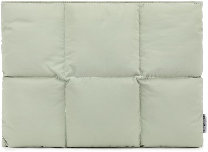 Canvaslife Puffy Laptop Sleeve 15 Inch 15.4 Inch, Quilted Puffer Laptop Case for Women, Pillow Case Compatible for MacBook Pro 16 inch and 15 inch-15.6 inch (Army Green)