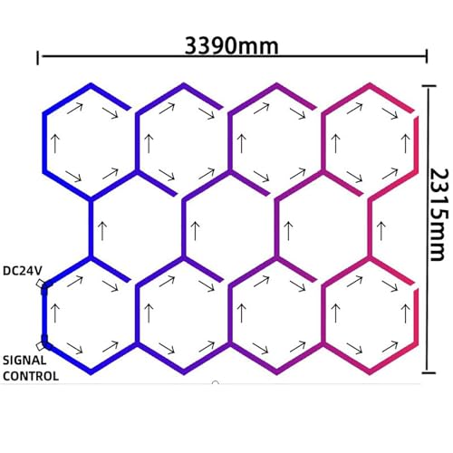Plafonniers de garage RVB hexagone 11 lumières avec mode musical et télécommande - 3