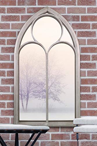 MirrorOutlet Rustic Home & Garden Outdoor Wall Mirror Chapel Window Design 5ft x 2ft8 150cm x 81cm, GMA020