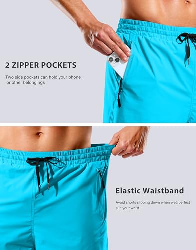 Image of G Gradual Mens Swim Trunks with Compression Liner 7 inch /9'' Quick Dry Board Shorts Swimsuit Bathing Suit for Men Zipper Pockets