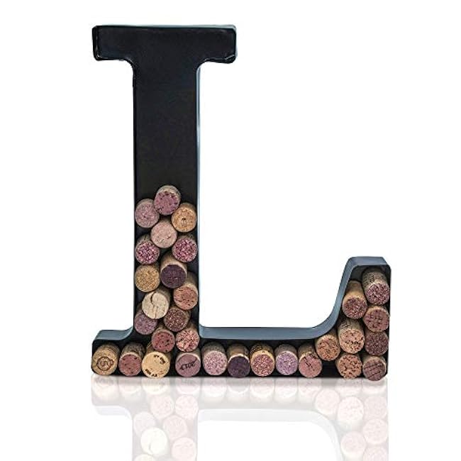 Made Easy Kit Metal Letter Wine Cork Keepsake Saver & Holder Monogram w/Free Wall Mount Kit A-Z (Letter L)