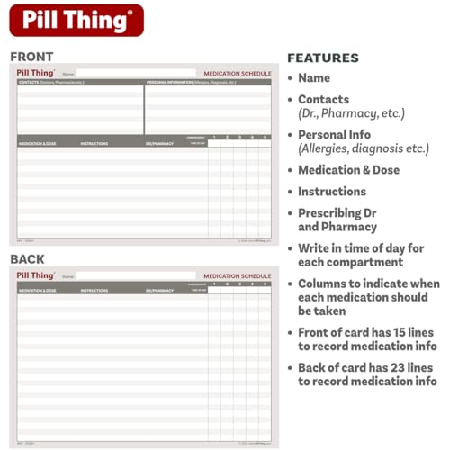 Image of 5 Times a Day Weekly Pill Box Organizer Case, Secure 7 Day Pillbox with Medication Schedule (5 Time-a-Day)