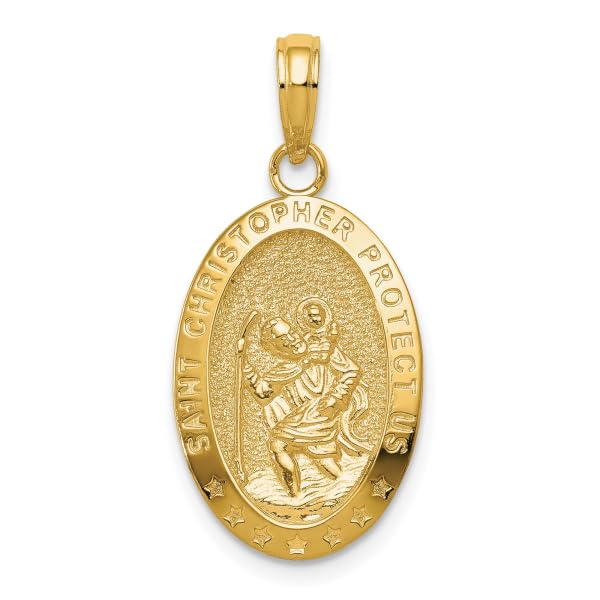 IceCarats 14K Solid Yellow Gold Saint Christopher Medal Patron of Travelers Athletes Protection Necklace Christian Religious Chain Pendant Faith Charm3