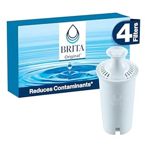 Brita Standard Water Filter for Pitchers and Dispensers, BPA-Free, Reduces Copper, Cadmium and Mercury Impurities, Lasts Two Months or 40 Gallons, Includes 4 Filters for Pitchers