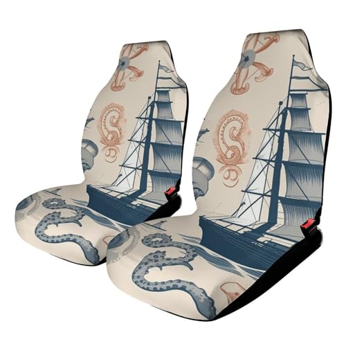 Housse de siège de voiture universelle anti-tache et confortable motif pieuvre marine