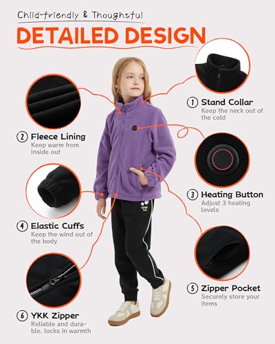 Image of HEWINZE Kids Heated Jacket,Fleece Jacket for Kids, Electric Heating Warming Jacket with 5V Battery Pack.