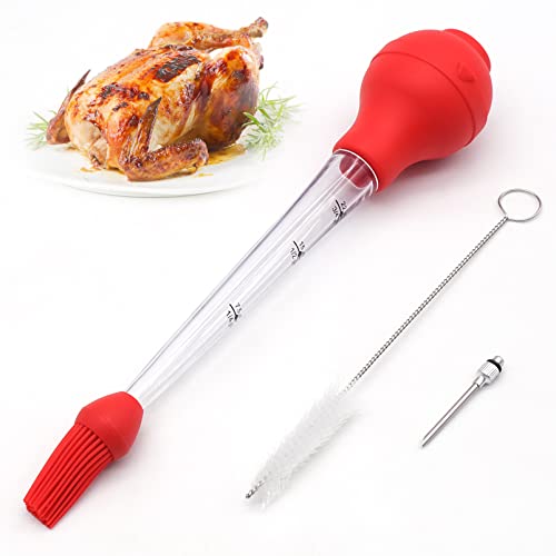 OVBOVA Bratenspritze, Truthahnbaster, Turkey Baster, 4 Stück Truthahn-Bräter-Set, Turkey Baster Pipette, FDA-Silikon, inklusive Nadeln, Grillbürste und Reinigungsbürste, Küchenwerkzeug für Grill BBQ OVBOVA Bratenspritze, Truthahnbaster, Turkey Baster, 4 Stück Truthahn-Bräter-Set, Turkey Baster Pipette, FDA-Silikon, inklusive Nadeln, Grillbürste und Reinigungsbürste, Küchenwerkzeug für Grill BBQ
