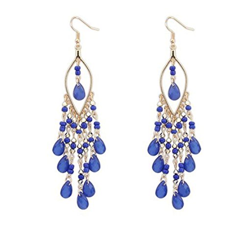 Yuemei Charm Earrings Drops Dangle Ear Tassels 1Pair Bohemian Women Beads Colorful Earrings Key Earrings for Women Dangle (Blue-3625#ertr, One Size)