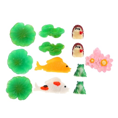 ibasenice 2 Juegos Adorno de Resina de Rana Acuario Lirios Accesorios para peceras Falso pequeño Miniatura Flor de Loto simulada decoración del Tanque Decoraciones de paisajismo de pecera