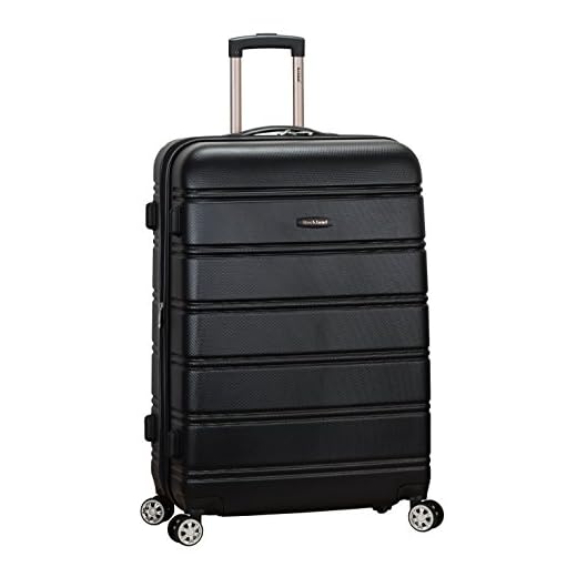 Rockland Melbourne Hardside Expandable Spinner Wheel Luggage, Black, Checked-Large 28-Inch