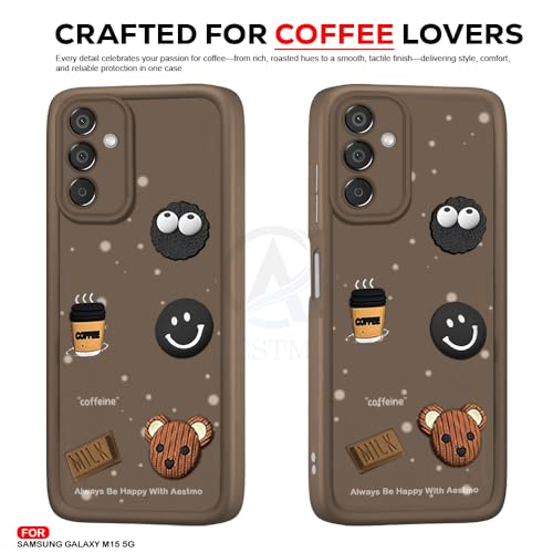 Image of AESTMO Back Case Cover for Samsung Galaxy M15 / F15 Cover | Cute Fun Cartoon 3D Ball | Coffee Silicone Case | Full Body Protection | Camera Protection Back Cover for Samsung Galaxy M15 / F15 (Brown)
