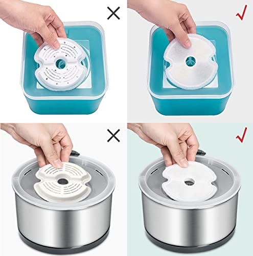 Hantoc 8 Piezas Filtros de Repuesto para Fuentes de Agua - 2,5L/2L de Acero Inoxidable con Resina y Carbón Activo para Mascotas - imagen 8