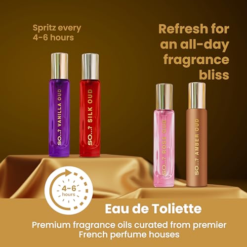 SO…? Oud Premium Womens Perfume Gift Set, Vanilla, Rose, Amber, Silk, Eau De Toilette with Long Lasting Fragrance - Travel Size Mini Perfume for Girls, Ladies Gift Sets (4 x 15ml) - Image 5