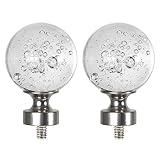 Wayolte Round Crystal Bubble Ball Curtain Rod Finial for 1 or 7/8 Inch with Specification 1/4” - 20