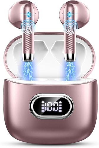 Auriculares Inalambricos Bluetooth, HiFi Estéreo Auriculares Bluetooth 5.4, 42H Cascos Inalambricos Bluetooth con 4 ENC Reducción de Ruido/Pantalla LED/USB-C/Control Táctil/IP7 Impermeable Auriculares