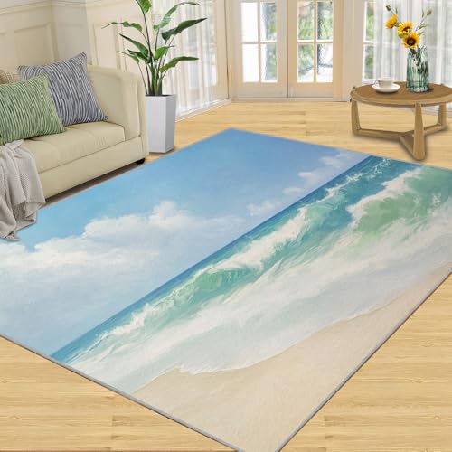 Grand tapis de plage intérieur 200x290 cm lavable et antidérapant pour salon
