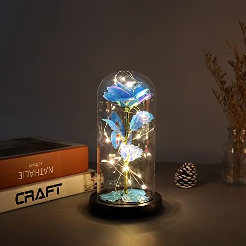 Amazon バラ 造花 枯れない花 24kゴールドリーフローズ 暗闇で光るバラ 蝶の装飾とledストリングライト 電池式 薔薇 花束 バレンタインデー 母の日 クリスマス 新年 誕生日 結婚 彼女のために ブルー 造花 オンライン通販