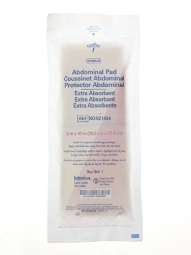 Medline Sterile Abdominal Pads, 8x10, Individually Wrapped (Pack of 18)