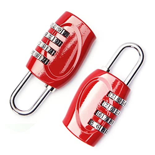 Image of 2Pcs 4-Digit Combination Padlock Shackle Zinc Alloy Resettable Padlock Gym Lock Waterproof for Gate & Door Hasps Toolboxes Spray Paint Scarlet 4mm Lacth Handle Diameter