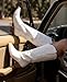 Pasuot Western Cowboy Boots for Women - Knee High Wide Calf Cowgirl Boots, Slip On Pointed Toe Chunky Heel Fashion Retro Classic Pull On Tall Boot for ladies Party concert White US Wide 8.5