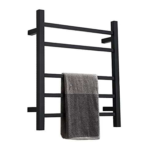 MYUYEE Calentador de Toallas eléctrico de Pared con 5 Barras cuadradas toallero eléctrico de Acero Inoxidable secador de Toallas enchufable.,