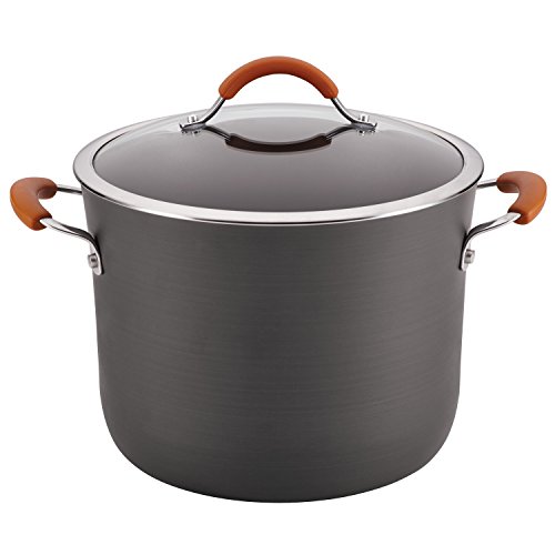 Rachael Ray Cucina Hard Anodized Nonstick Stockpot / Stock Pot - 10 Quart, Gray