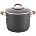 Rachael Ray Cucina Hard-Anodized Nonstick Covered Stockpot, 10-Quart, Gray, Pumpkin Orange Handles
