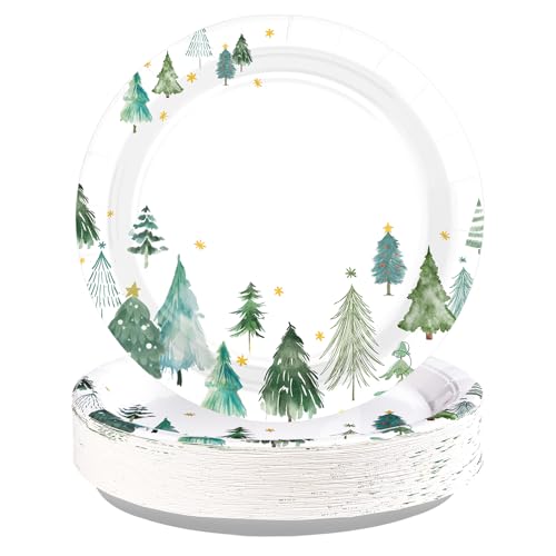 Greencian 50 Pcs Christmas Tree Paper Plates 10 Greencian 50 Pcs Christmas Tree Paper Plates 10